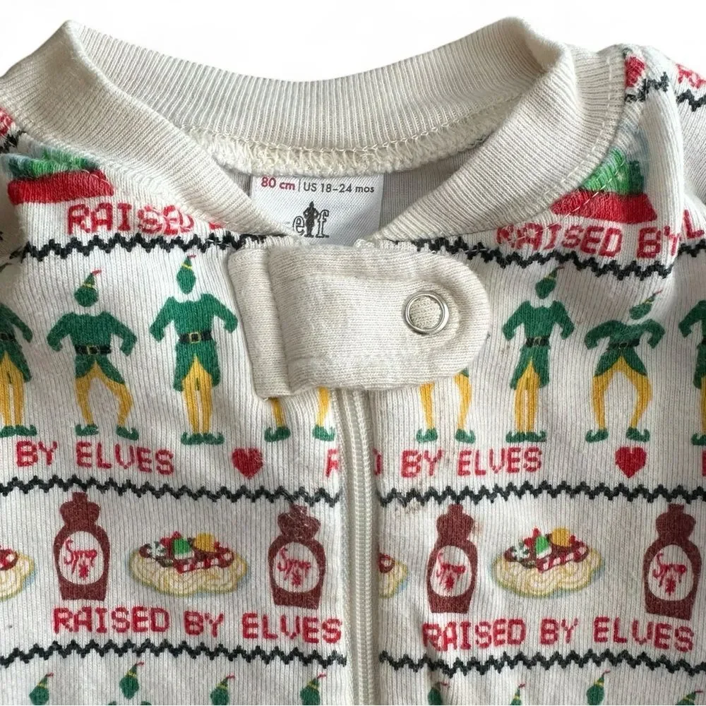 Hanna Andersson Elf HannaJams Zip Sleeper 18-24M Holiday Cotton Pajamas